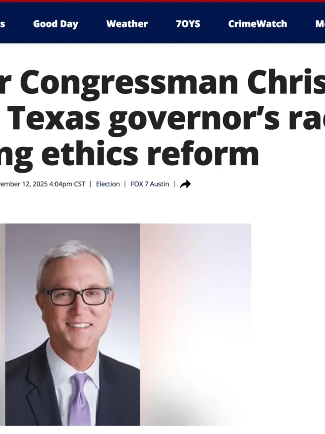 Former Congressman Chris Bell enters Texas governor’s race, pledging ethics reform